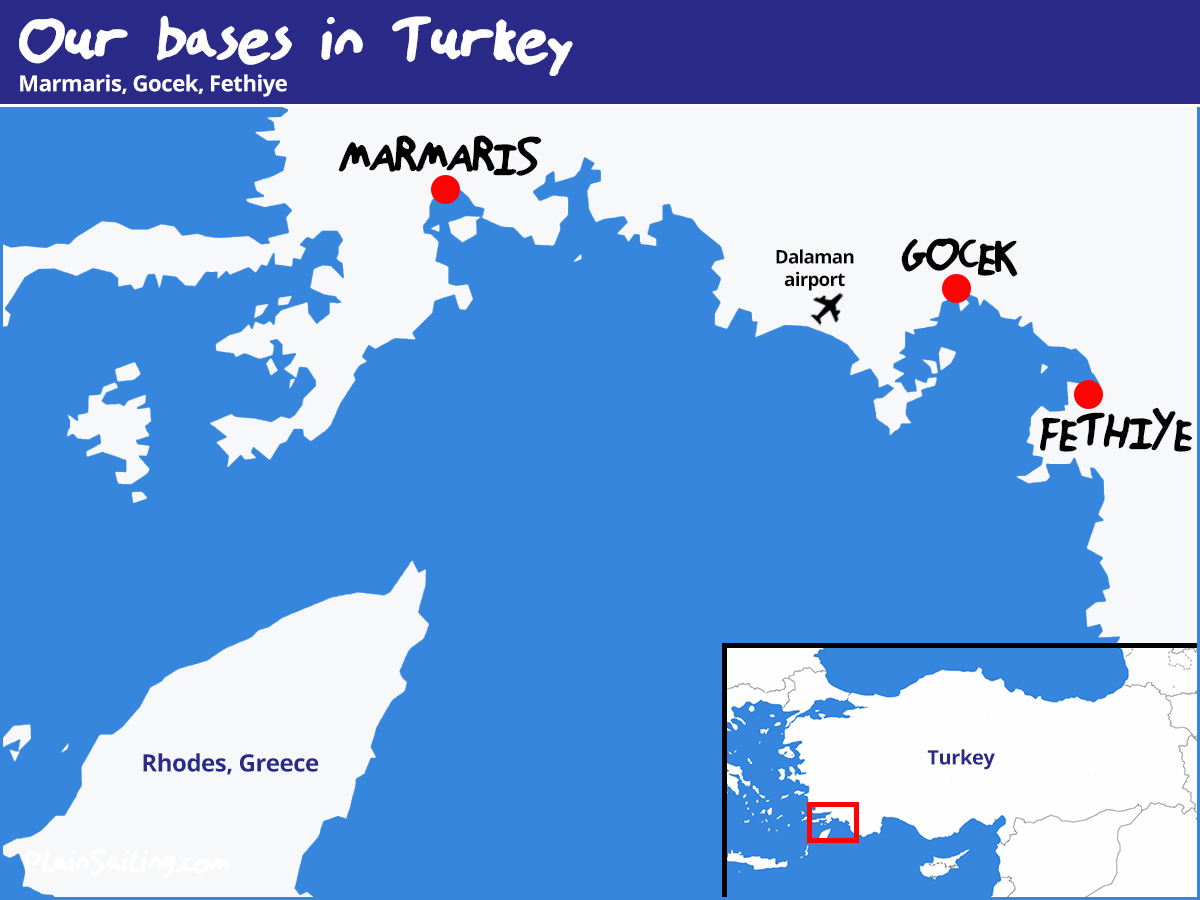 Our Yacht Charter bases in Turkey - Marmaris, Gocek and Fethiye